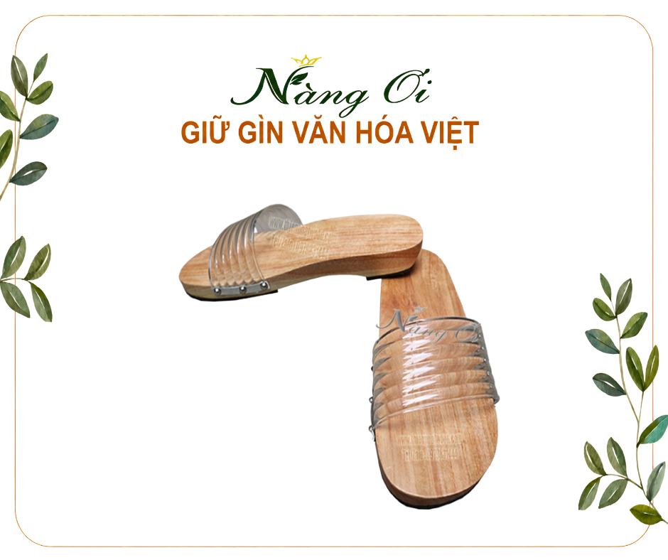 guốc gỗ truyền thống cao 3cm, đế bằng và làm từ gỗ xoan an toàn